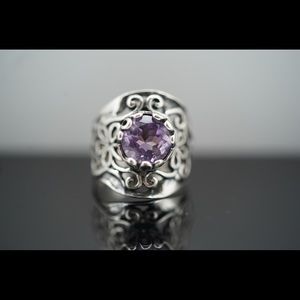 Amethyst and sterling silver ring